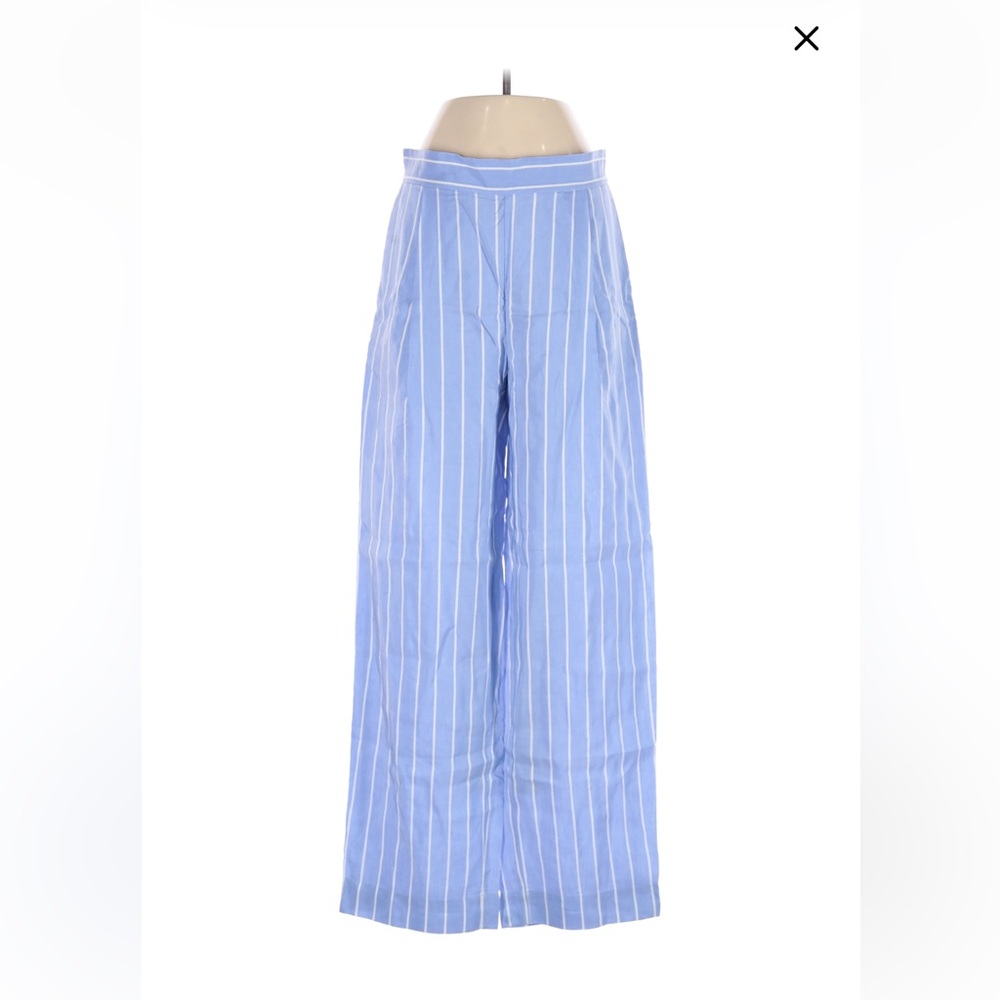 Blue Striped Wide-Leg Pants by Vince.